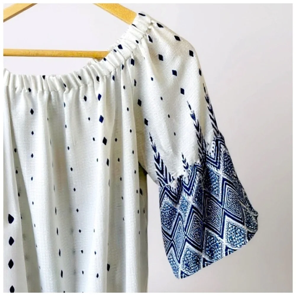 Collective Concepts Women’s 3/4 Sleeve Above-the-Knee Dress. Blue, White. XS​​​ - Picture 10 of 15